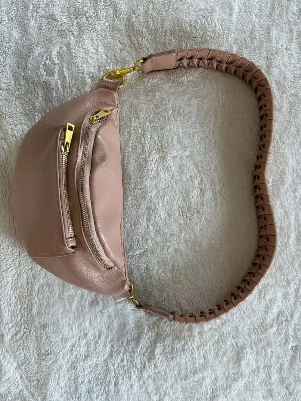 Fawn Design Warm Blush Crossbody Bag with braided strap | Vegan Leather